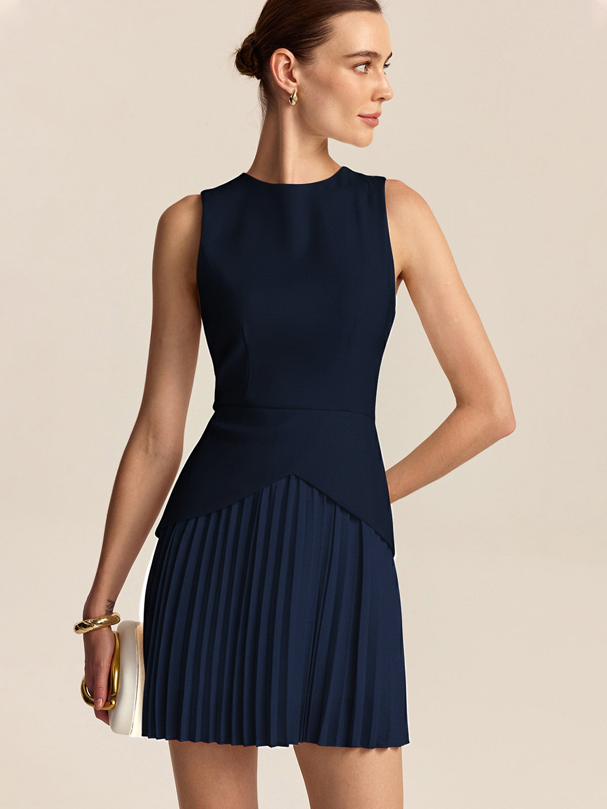 Pleated Hem Mini Dress