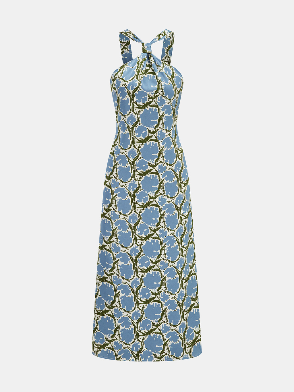 Halter Neck Floral Print Midi Dress